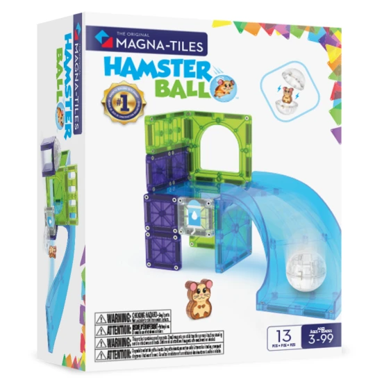Mágneses építőkészlet MAGNA-TILES Hörcsöglabda - 13 részből áll, egy labdával és egy hörcsögfigurával