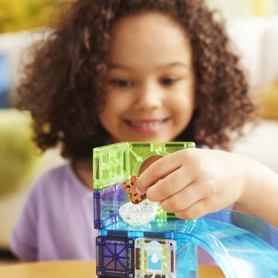 Mágneses építőkészlet MAGNA-TILES Hörcsöglabda - 13 részből áll, egy labdával és egy hörcsögfigurával