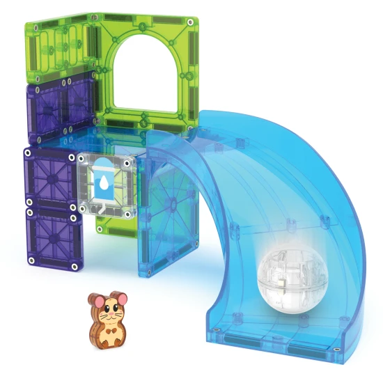 Mágneses építőkészlet MAGNA-TILES Hörcsöglabda - 13 részből áll, egy labdával és egy hörcsögfigurával