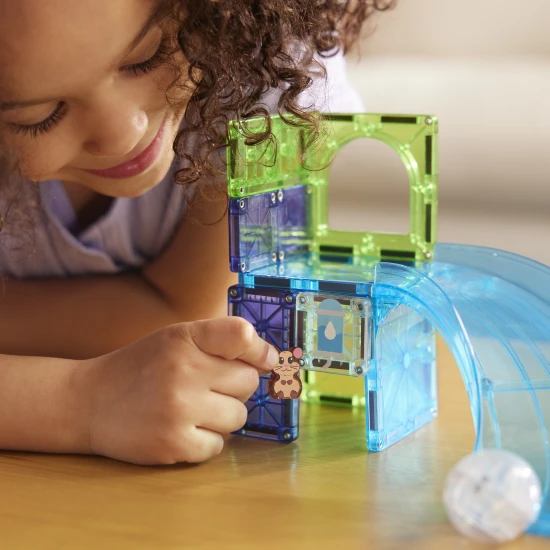 Mágneses építőkészlet MAGNA-TILES Hörcsöglabda - 13 részből áll, egy labdával és egy hörcsögfigurával