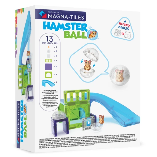 Mágneses építőkészlet MAGNA-TILES Hörcsöglabda - 13 részből áll, egy labdával és egy hörcsögfigurával
