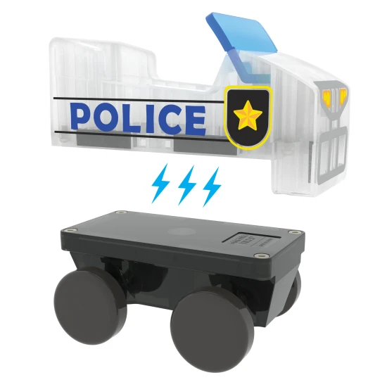 Mágneses építőkészlet MAGNA-TILES Police Patrol - gyermek rendőrautó figurával és közlekedési lámpával