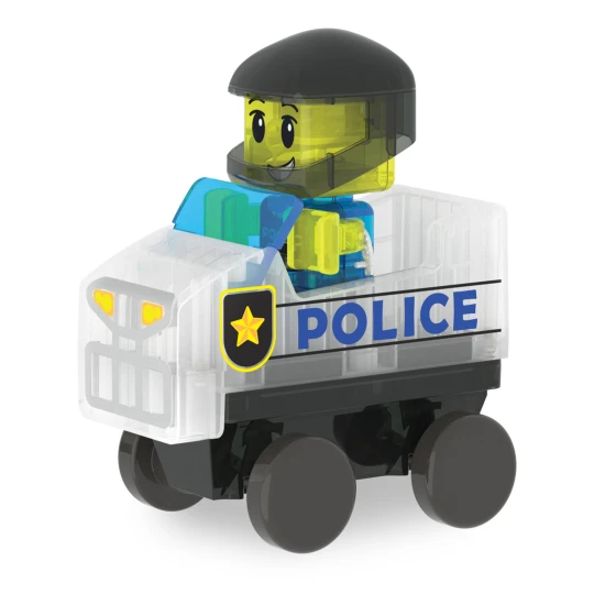 Mágneses építőkészlet MAGNA-TILES Police Patrol - gyermek rendőrautó figurával és közlekedési lámpával