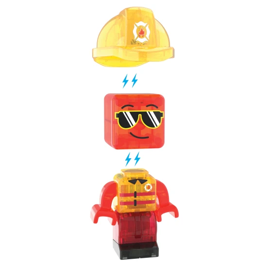 Mágneses építőkészlet MAGNA-TILES Fire Rescue - gyermek tűzoltóautó, tűzoltó figura és tűzalkatrészek