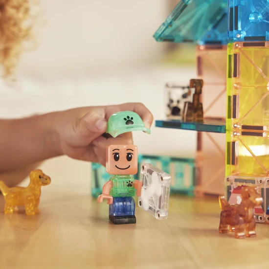 Mágneses építőkészlet MAGNA-TILES Puppy Park - gyerek építőkészlet kölyökkutyákkal, medencével és játszótérrel