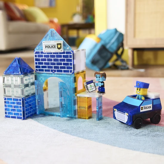 Mágneses építőkészlet MAGNA-TILES Police Station - gyermekrendőrség lámpákkal és figurákkal