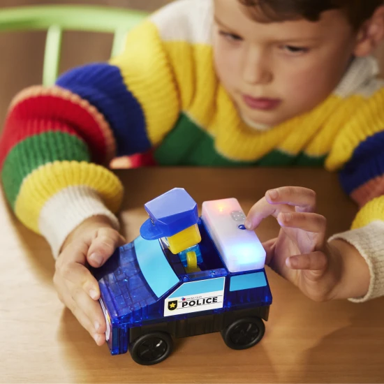 Mágneses építőkészlet MAGNA-TILES Police Station - gyermekrendőrség lámpákkal és figurákkal