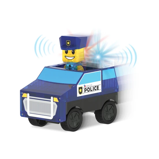 Mágneses építőkészlet MAGNA-TILES Police Station - gyermekrendőrség lámpákkal és figurákkal