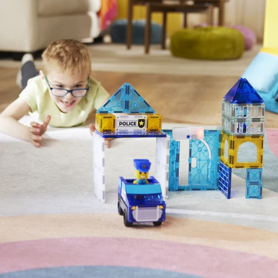 Mágneses építőkészlet MAGNA-TILES Police Station - gyermekrendőrség lámpákkal és figurákkal