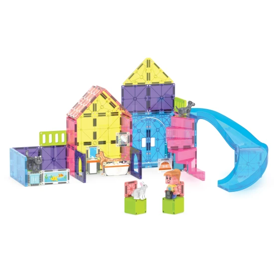 Mágneses építőkészlet MAGNA-TILES Pet Playhouse - gyerekház állatoknak csúszdával, figurákkal és kiegészítőkkel