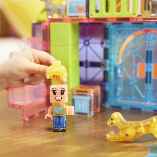 Mágneses építőkészlet MAGNA-TILES Pet Playhouse - gyerekház állatoknak csúszdával, figurákkal és kiegészítőkkel