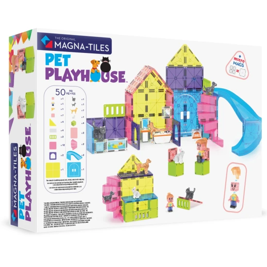 Mágneses építőkészlet MAGNA-TILES Pet Playhouse - gyerekház állatoknak csúszdával, figurákkal és kiegészítőkkel