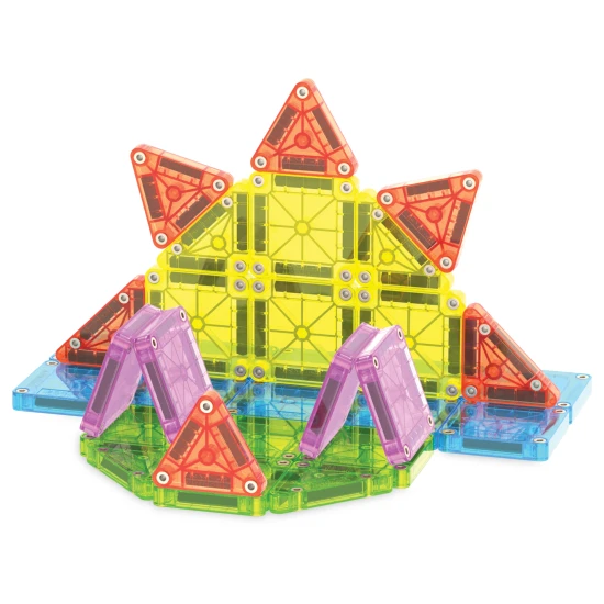 Mágneses építőkészlet MAGNA-TILES Travel Set Deluxe - 55 mini darab bádogtokban, útközbeni játékhoz