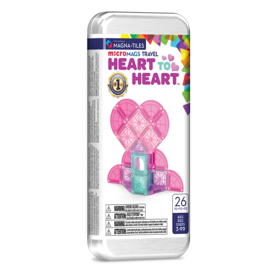 microMAGS Heart to Heart 26 darabos mágneses építőkészlet, utazáshoz alkalmas.