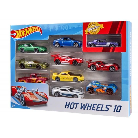 10 Hot Wheels® autó kollekciója részletgazdag dizájnnal és szemet gyönyörködtető színekkel