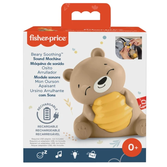 Nyugtató plüssmackó Fisher-Price® éjjeli fénnyel és babakocsihoz rögzíthető funkcióval csecsemők számára