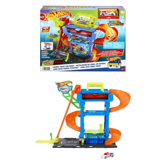 Hot Wheels City Color Shifters Autómosó forgó alagúttal