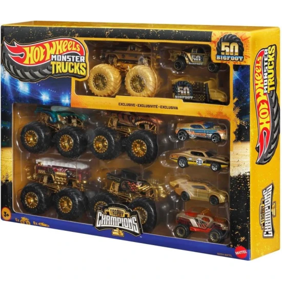 HW Monster Trucks Bigfoot 50. évfordulós kisautó és truck szett Mattel HW Monster Trucks Bigfoot 50. évfordulós kisautó és truck szett