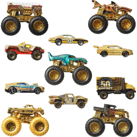 HW Monster Trucks Bigfoot 50. évfordulós kisautó és truck szett Mattel HW Monster Trucks Bigfoot 50. évfordulós kisautó és truck szett