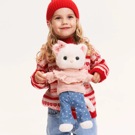 Lucky Kitty Plüss macska Sophie – Denim Hearts