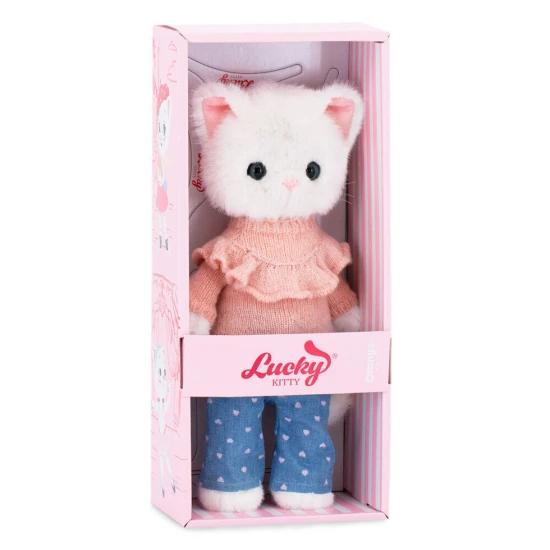 Lucky Kitty Plüss macska Sophie – Denim Hearts