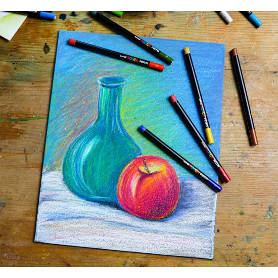 Posca Wax pasztell POSCA 24 db Nagy sűrűségű pasztell készlet hosszú, vékony testtel, ideális színezéshez, részletmunkához és kontrasztos hatások létrehozásához. Japánban készült, professzionális használatra alkalmas.