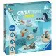 GraviTrax Junior Ice world: Labdapálya díszítőelemekkel és téli környezetből származó állatfigurákkal.