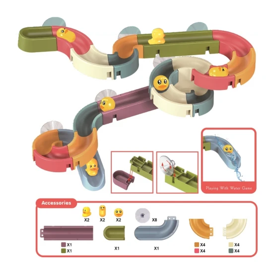 34 darabos, saját kezűleg készített vízicsúszda – Építés és szórakozás