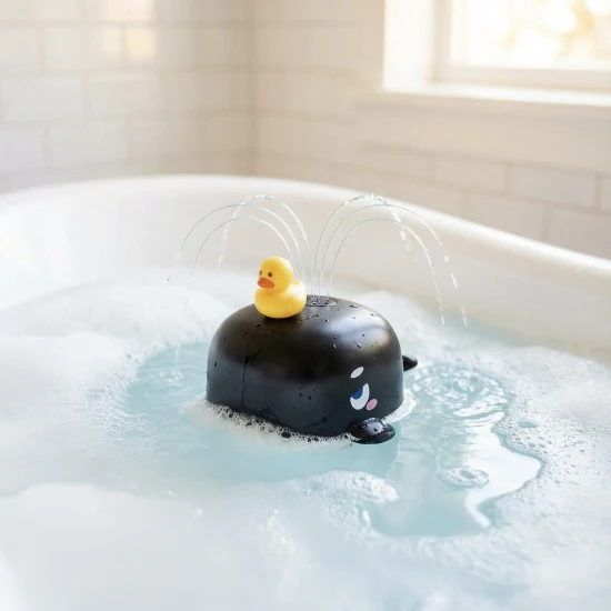 Fekete Bálna Vízpermet Játék - Szökőkút Kacsával