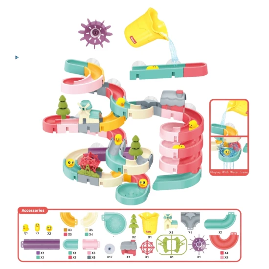 72 darabos, saját kezűleg készített vízicsúszda – építés és szórakozás