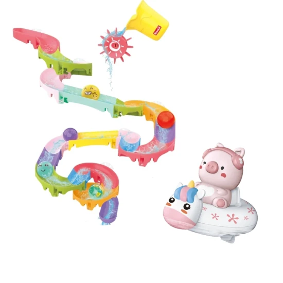 DIY vízicsúszda szett 42 db és lebegő malac játék