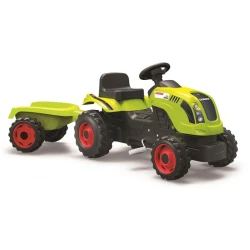 CLAAS zöld pedálos traktor utánfutóval