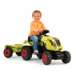 CLAAS zöld pedálos traktor utánfutóval