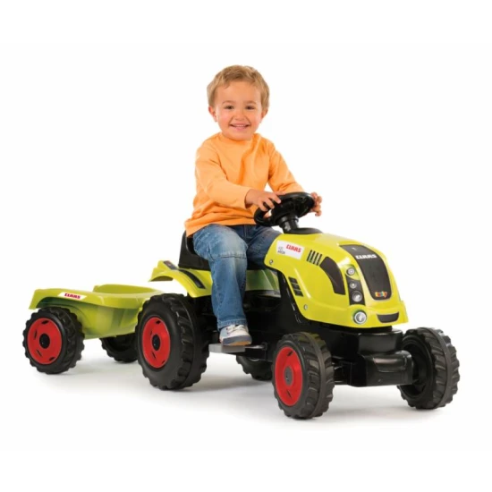 CLAAS zöld pedálos traktor utánfutóval