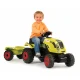 CLAAS zöld pedálos traktor utánfutóval