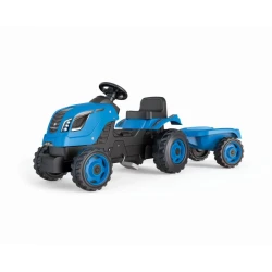 Farmer XL kék pedálos traktor utánfutóval