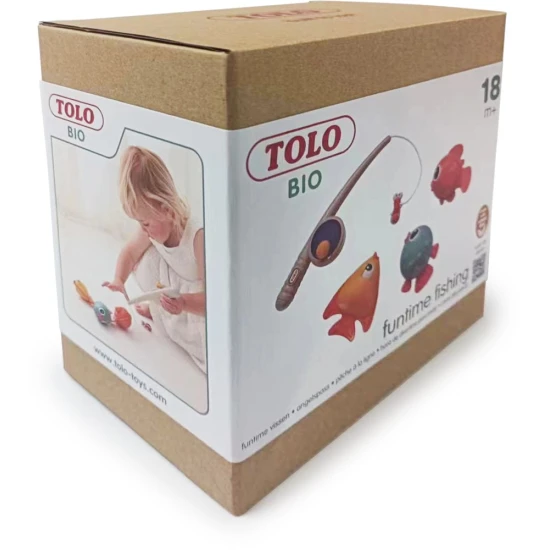 Szórakoztató mágneses halkészlet bottal és orsóval, 3 színes hallal és egy mágnesféreggel.