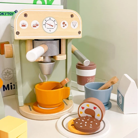 Fából készült kávéfőző gyerekeknek Pasztell