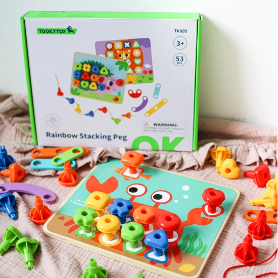 Logikai építőkészlet gyerekeknek Rainbow Tooky Toy