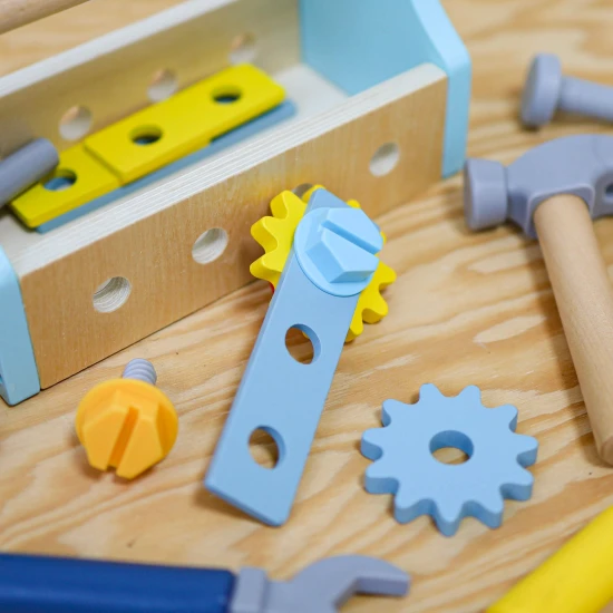 Fából készült szerszámok gyerekeknek Tooky Toy hordozható dobozban