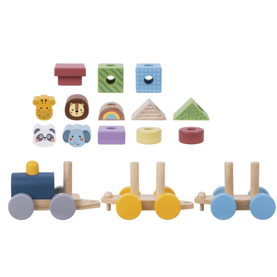 Fából készült összecsukható vonat