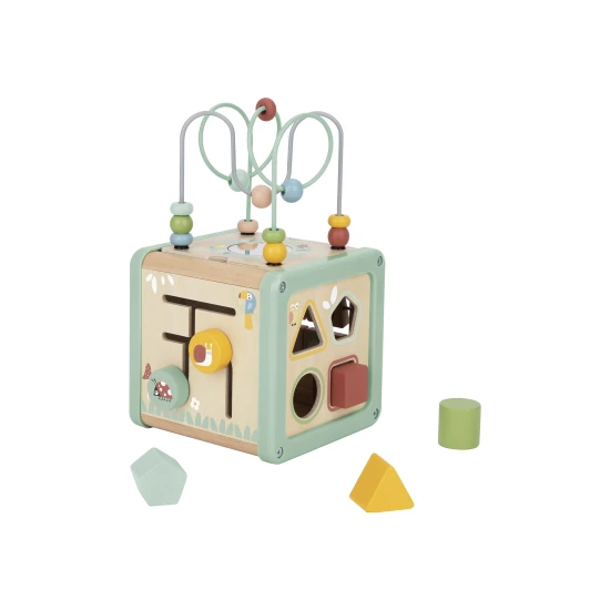 Fából készült motorkocka tevékenységekkel, Luka Pastel Tooky Toy játékkal