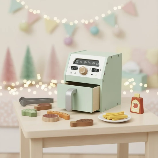 Gyerekeknek való fa fritőz - konyhai játék gyerekeknek