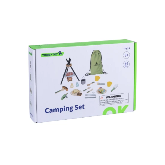 Tooky Toy piknikkészlet – fa gyerekkészlet ételekkel és tányérokkal