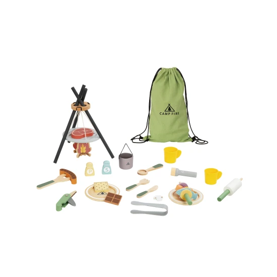 Tooky Toy piknikkészlet – fa gyerekkészlet ételekkel és tányérokkal