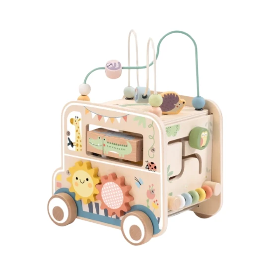 Fa kirakó Szafari labirintussal Tooky Toy – oktató fajáték állatokkal és gyöngyökkel