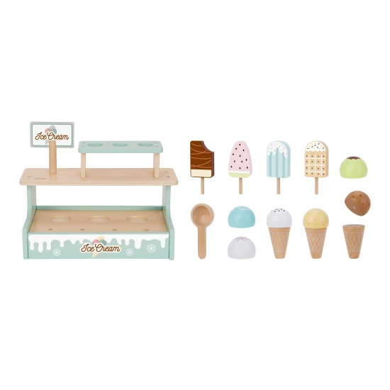 Fagylalttartó fagylalttal és fagylaltkanalakkal gyerekeknek