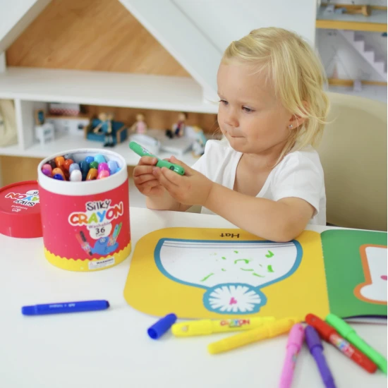 Színes puha, mosható viaszkréta gyerekeknek praktikus dobozban - 36 db