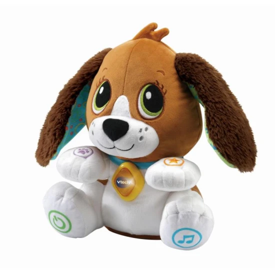 VTech Beszélő Kiskutya – interaktív magyar nyelvű játék, amely utánozza a gyermek szavait, tanítja a betűket és számokat, mozgatja a fejét és füleit, valamint vidám dalokat énekel.