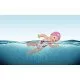 BABY born Swimmer kúszva és pillangón úszik a fürdőben vidám fürdőruhával és sapkával, készen áll a vízi kalandra.